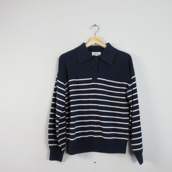 Paris Atelier & Other Stories Women's Polo Knit Sweater XS Blue 100% Wool 296 - Picture 1 of 10